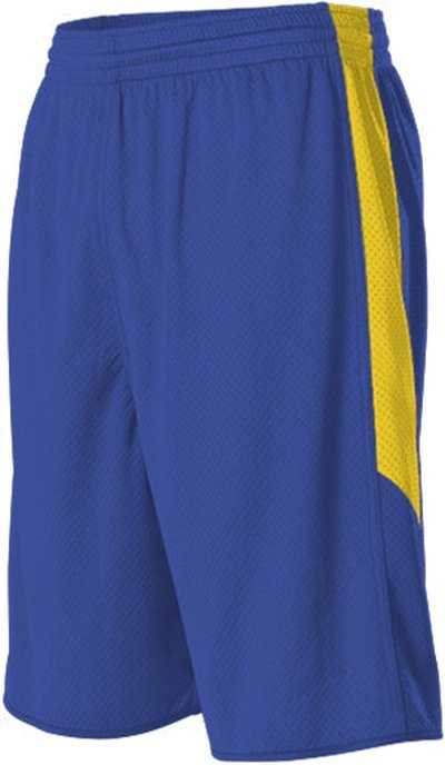 Alleson Athletic 589PSPY Youth Single Ply Reversible Short - RoyalLight Gold - HIT a Double - 1