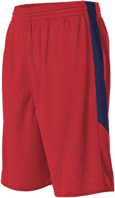 Alleson Athletic 589PSPY Youth Single Ply Reversible Short - ScarletNavy - HIT a Double - 1