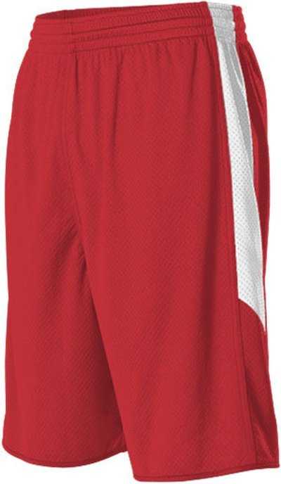 Alleson Athletic 589PSPY Youth Single Ply Reversible Short - Scarlet White - HIT a Double - 1