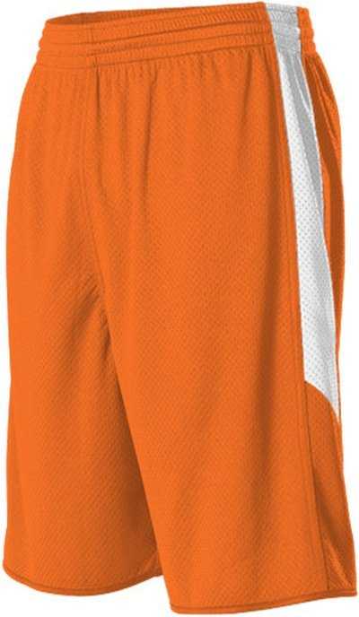 Alleson Athletic 589PSP Adult Single Ply Reversible Short - Orange White - HIT a Double - 1