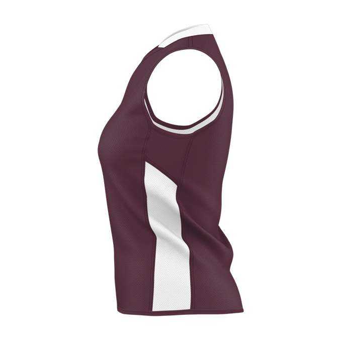 Alleson Athletic 589RSPW Womens Single Ply Reversible Jersey - Light Maroon White - HIT a Double - 2