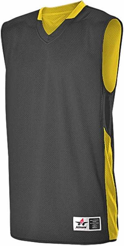 Alleson Athletic 589RSPY Youth Single Ply Reversible Jersey - Black Light Gold - HIT a Double - 1
