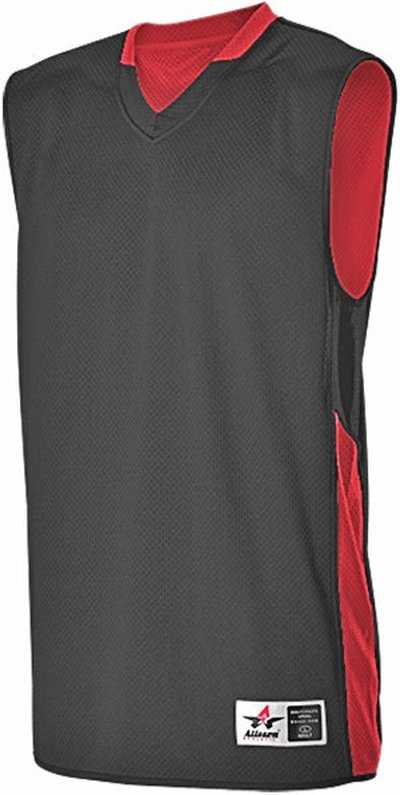 Alleson Athletic 589RSPY Youth Single Ply Reversible Jersey - Black Scarlet - HIT a Double - 1