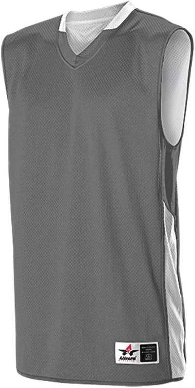 Alleson Athletic 589RSPY Youth Single Ply Reversible Jersey - Charcoal White - HIT a Double - 1