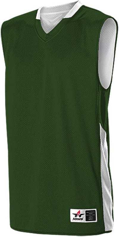 Alleson Athletic 589RSPY Youth Single Ply Reversible Jersey - Dark Green White - HIT a Double - 1