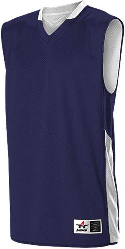 Alleson Athletic 589RSPY Youth Single Ply Reversible Jersey - Navy White - HIT a Double - 1