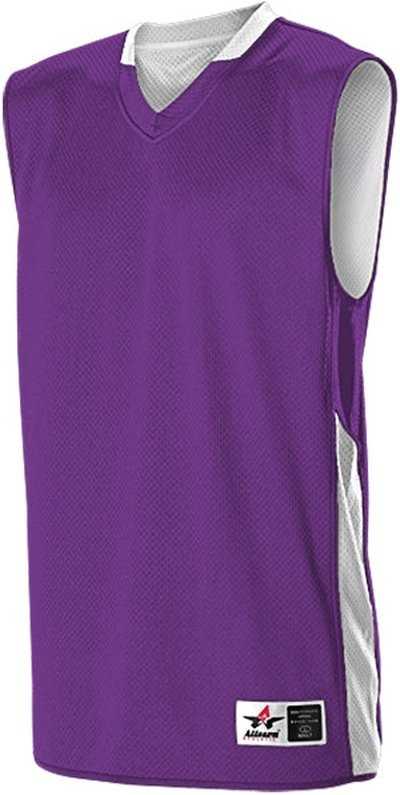 Alleson Athletic 589RSPY Youth Single Ply Reversible Jersey - Purple White - HIT a Double - 1