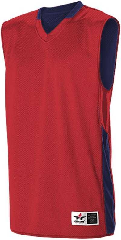 Alleson Athletic 589RSPY Youth Single Ply Reversible Jersey - Scarlet Navy - HIT a Double - 1