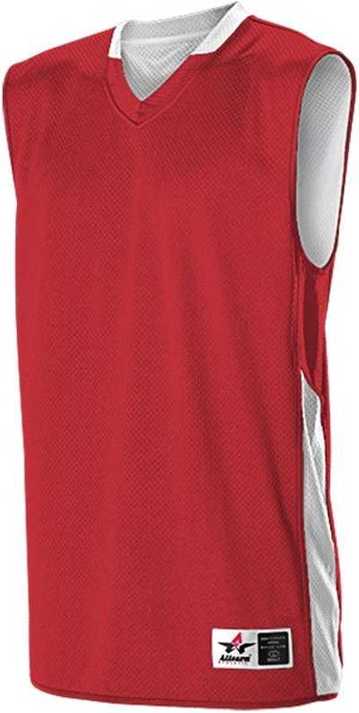 Alleson Athletic 589RSPY Youth Single Ply Reversible Jersey - Scarlet White - HIT a Double - 1