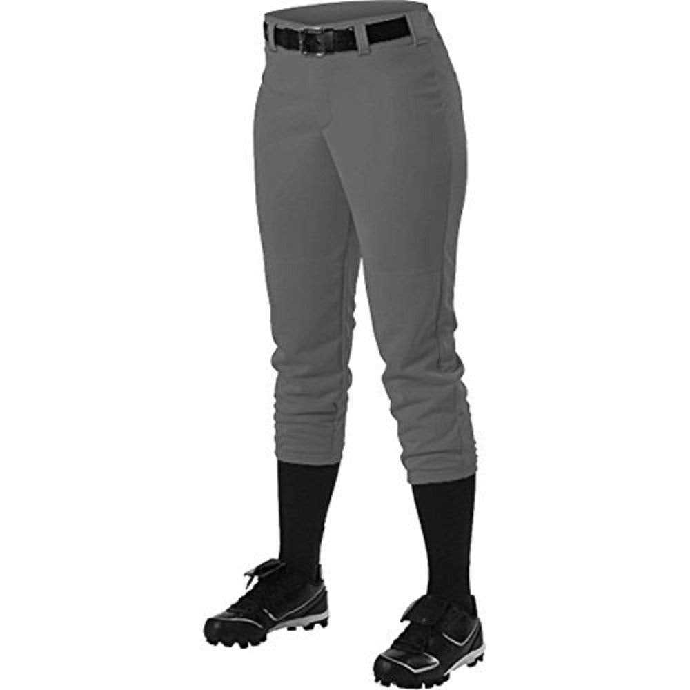 Alleson Athletic 605PBWY Girl&#39;s Fastpitch Pant - Charcoal - HIT a Double - 1