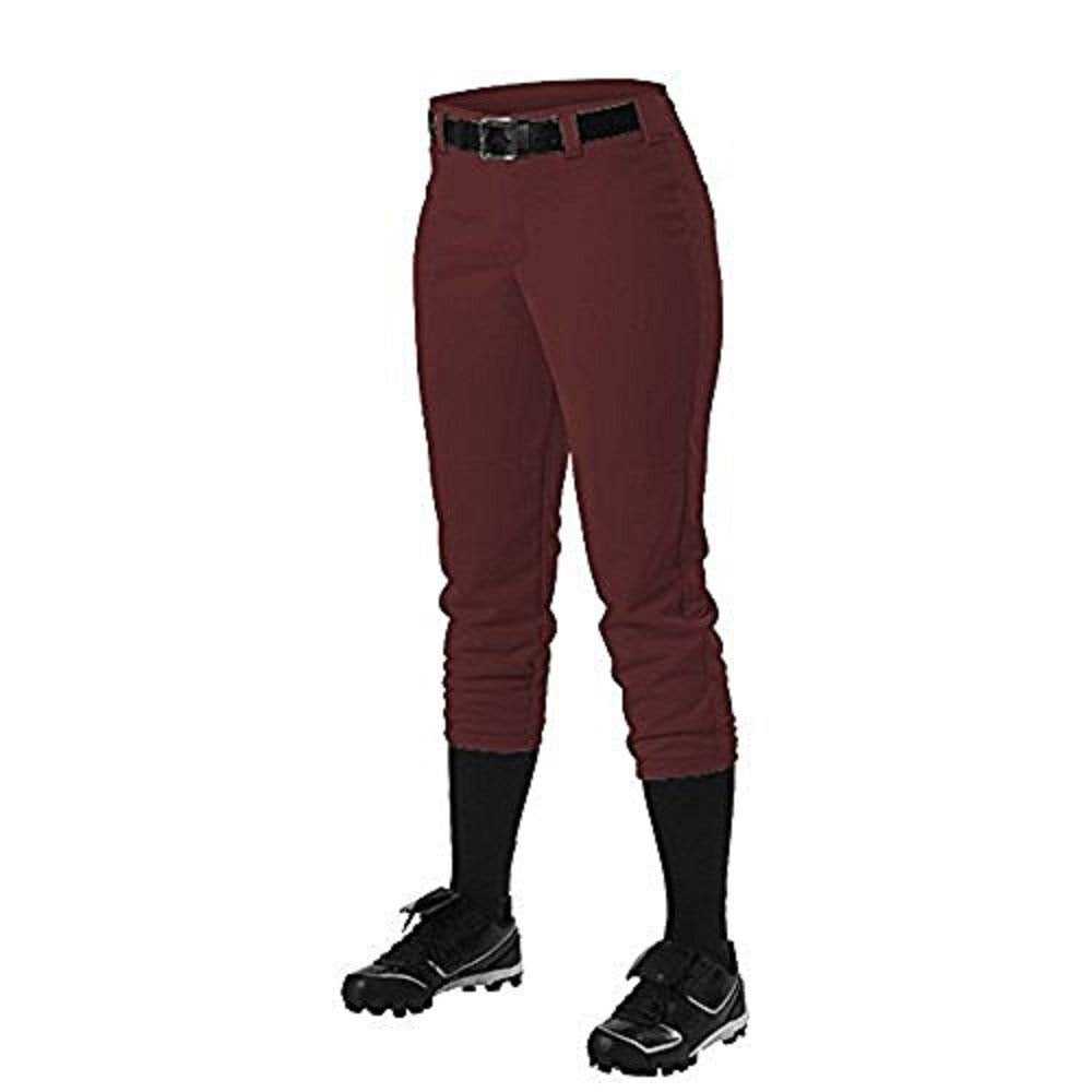 Alleson Athletic 605PBWY Girl&#39;s Fastpitch Pant - Maroon - HIT a Double - 1