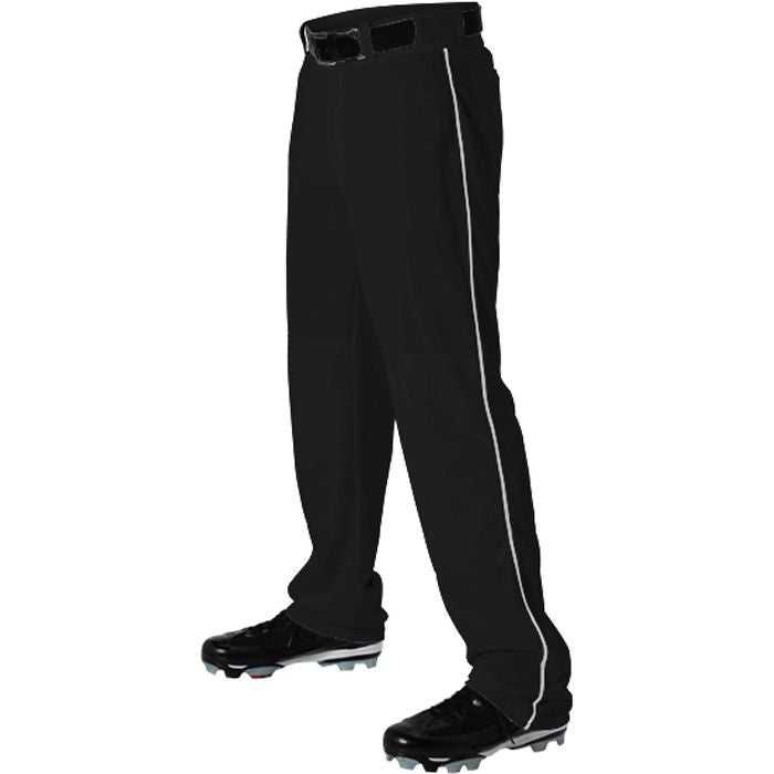 Alleson Athletic 605WLBY Youth Baseball Pant with Braid - Black White - HIT a Double - 1