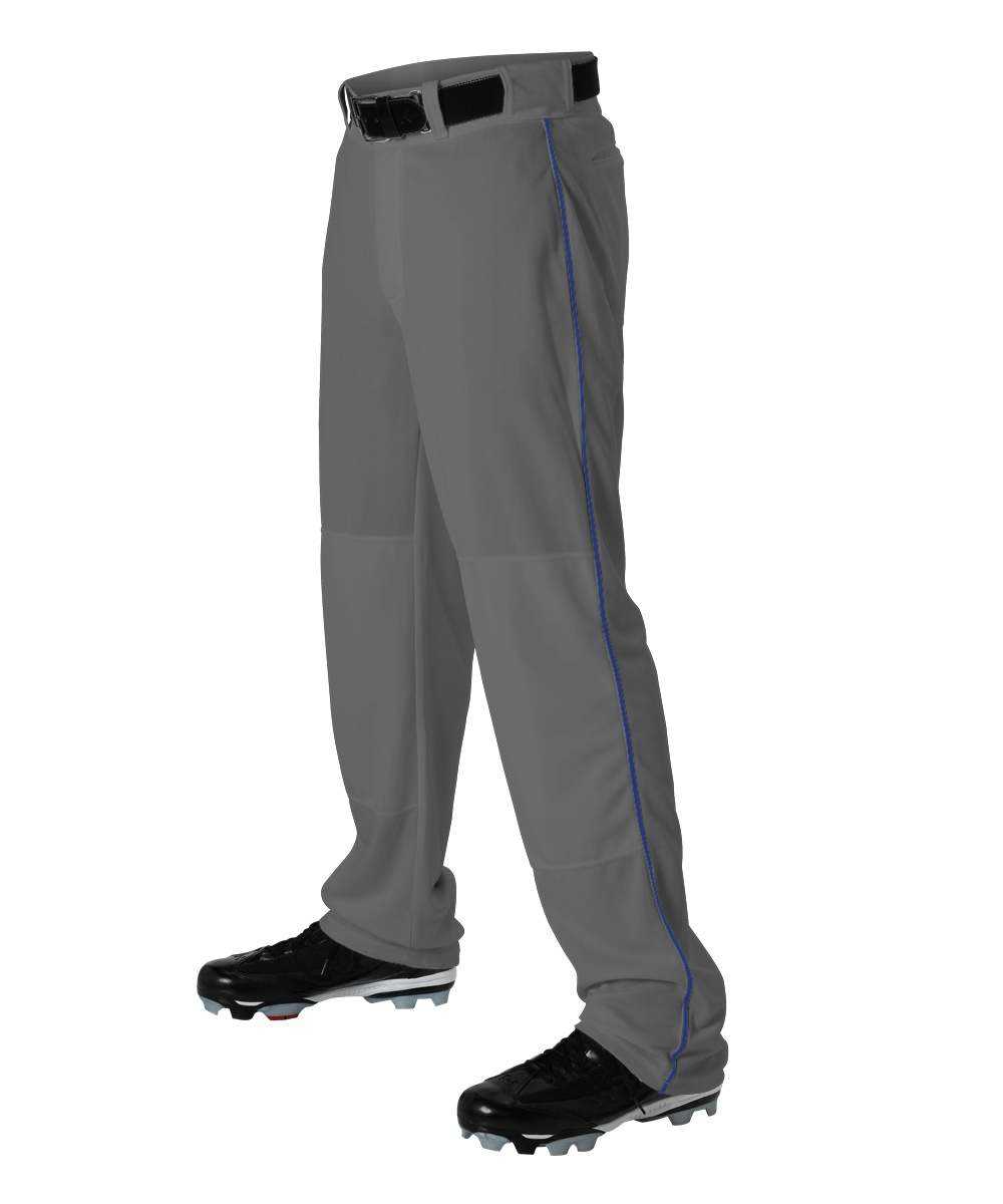 Alleson Athletic 605WLBY Youth Baseball Pant with Braid - Charcoal Royal - HIT a Double - 1