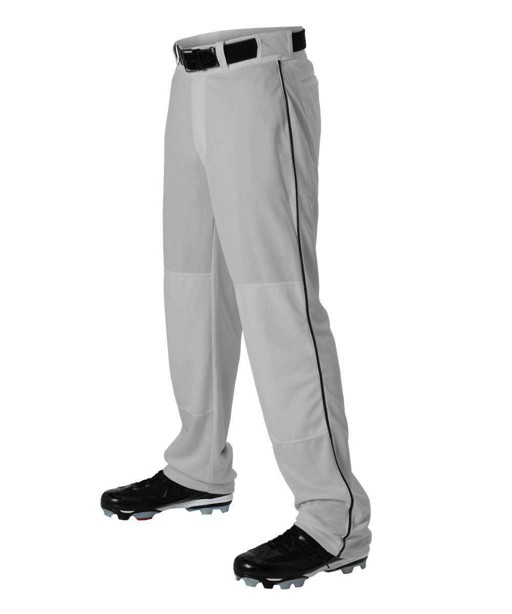 Alleson Athletic 605WLBY Youth Baseball Pant with Braid - Gray Black - HIT a Double - 1