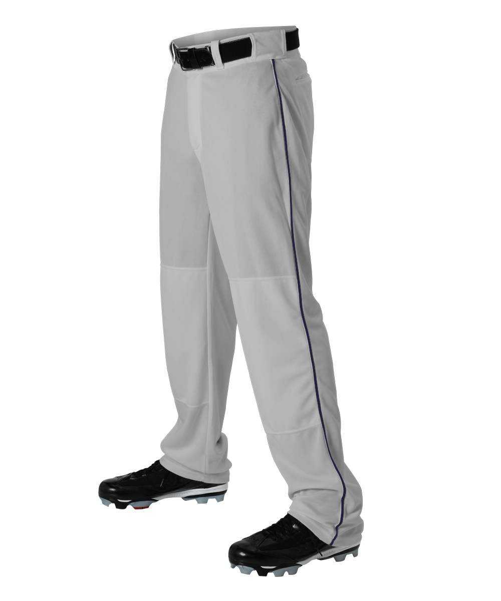 Alleson Athletic 605WLBY Youth Baseball Pant with Braid - Gray Navy - HIT a Double - 1