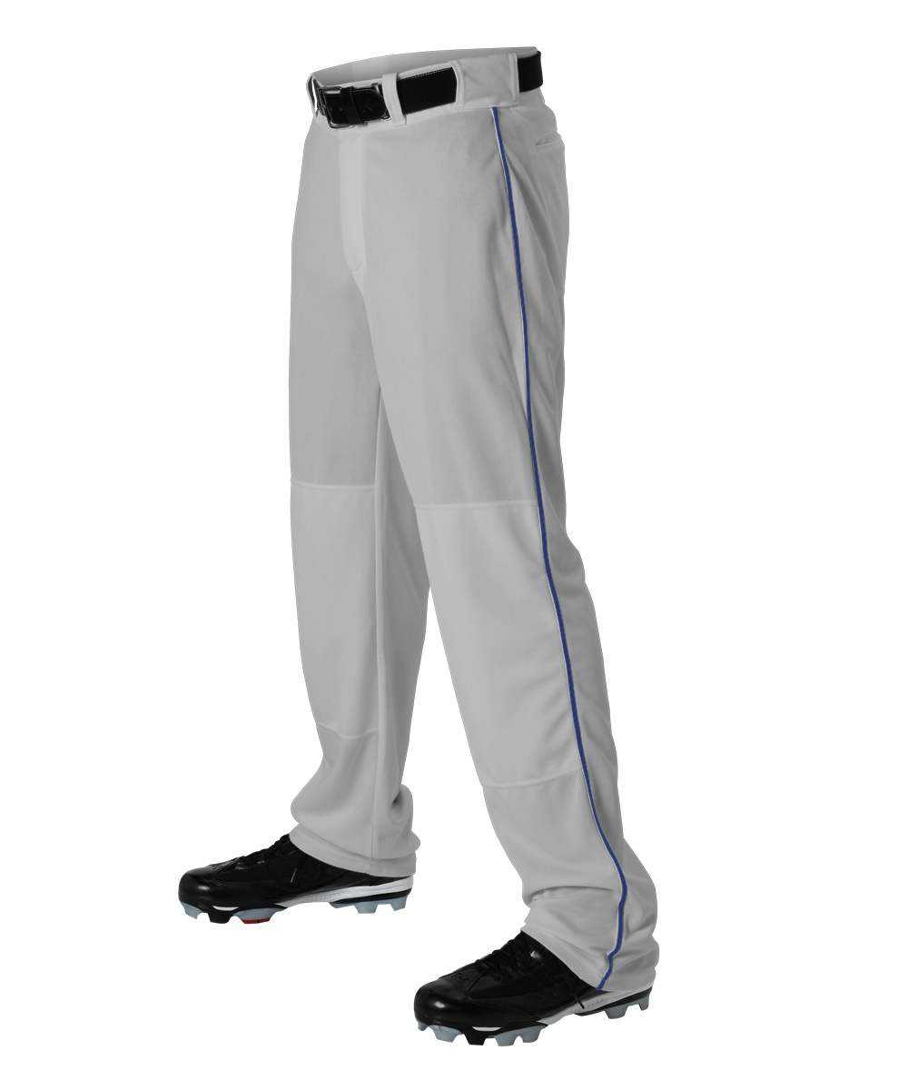 Alleson Athletic 605WLBY Youth Baseball Pant with Braid - Gray Royal - HIT a Double - 1