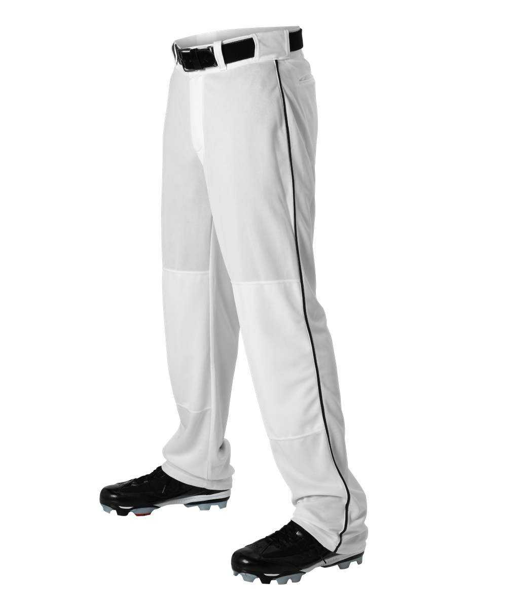 Alleson Athletic 605WLBY Youth Baseball Pant with Braid - White Black - HIT a Double - 1
