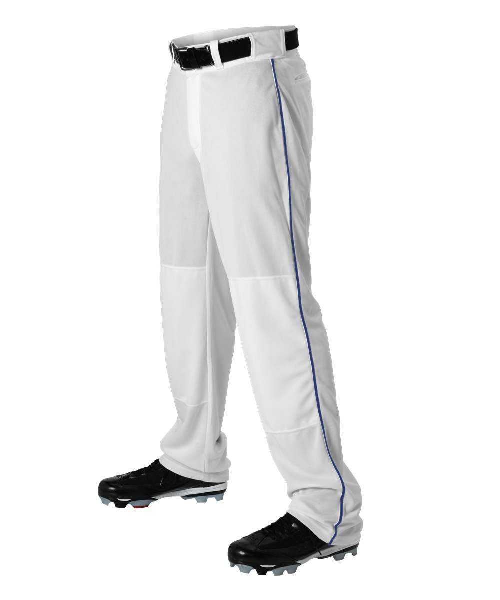Alleson Athletic 605WLBY Youth Baseball Pant with Braid - White Royal - HIT a Double - 1