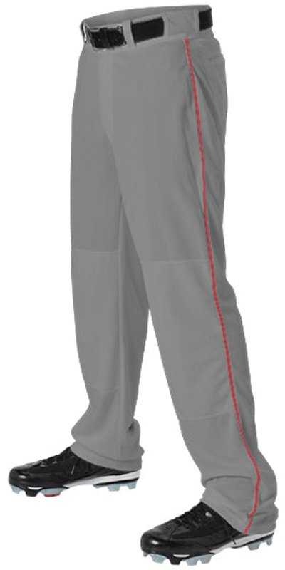 Alleson Athletic 605WLB Adult Baseball Pant with Braid - Charcoal Scarlet - HIT a Double - 1