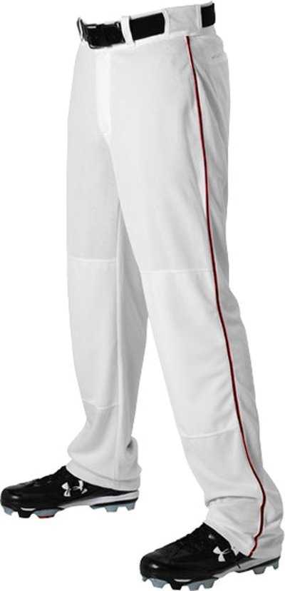 Alleson Athletic 605WLB Adult Baseball Pant with Braid - White Maroon - HIT a Double - 1