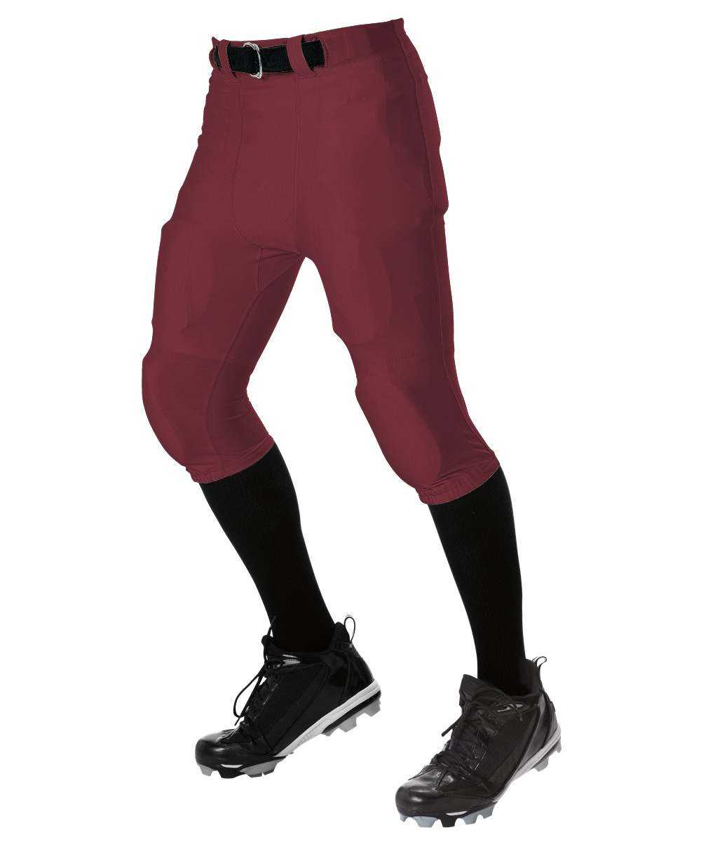 Alleson Athletic 675NFY Youth No Fly Football Pant with Slotted Waist Pads Not Included - Cardinal - HIT a Double - 1