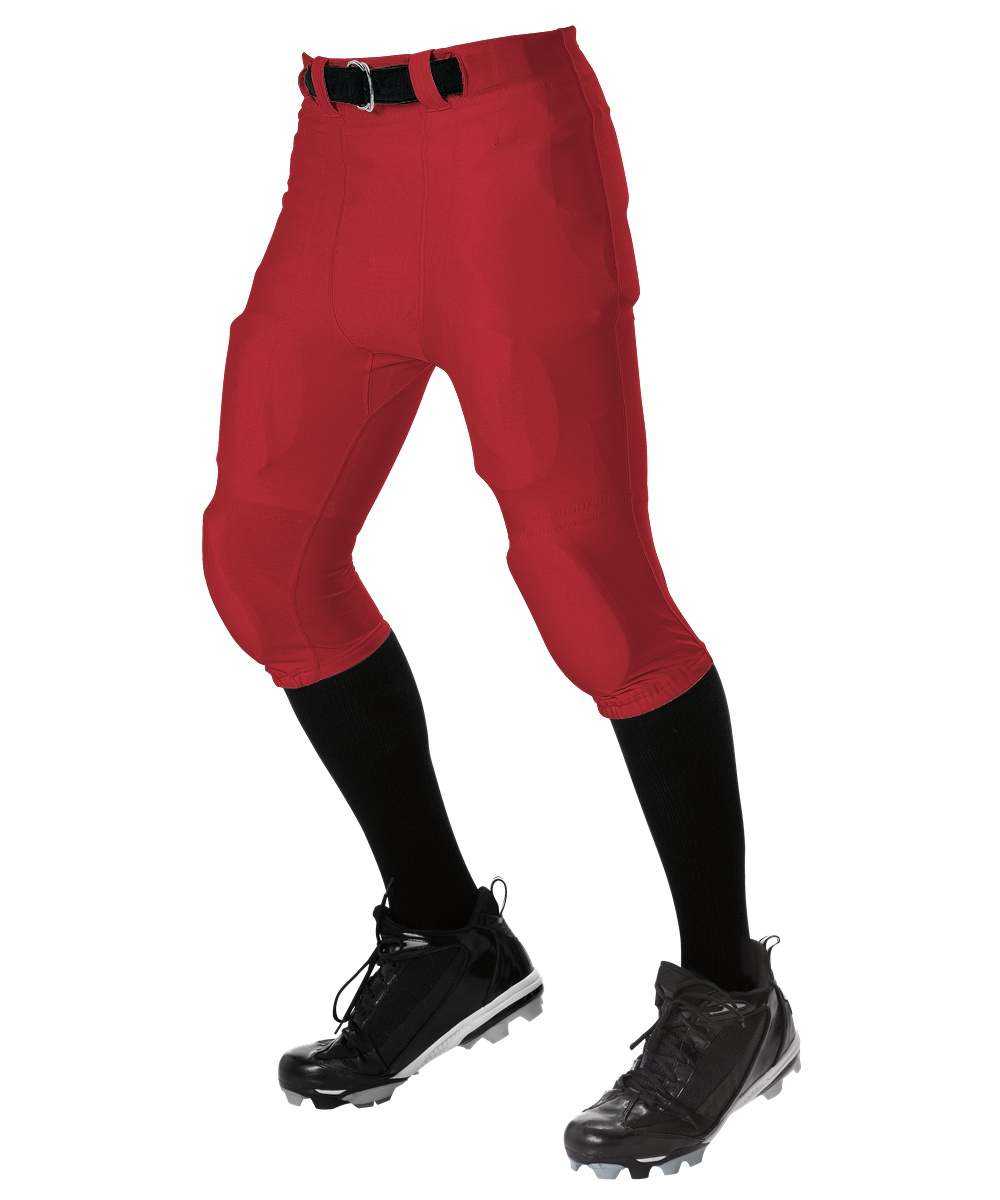Alleson Athletic 675NFY Youth No Fly Football Pant with Slotted Waist Pads Not Included - Scarlet - HIT a Double - 1