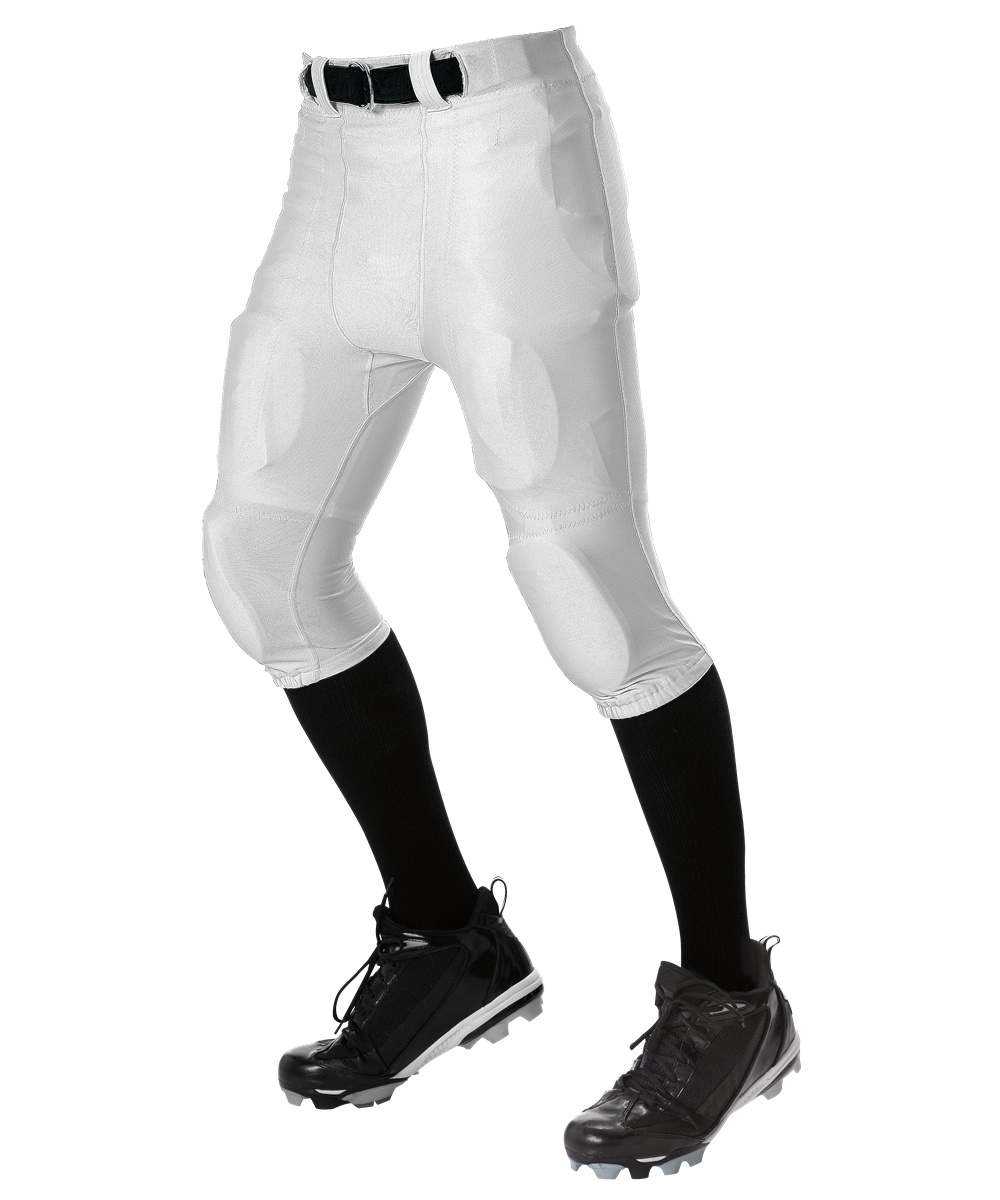 Alleson Athletic 675NFY Youth No Fly Football Pant with Slotted Waist Pads Not Included - White - HIT a Double - 1
