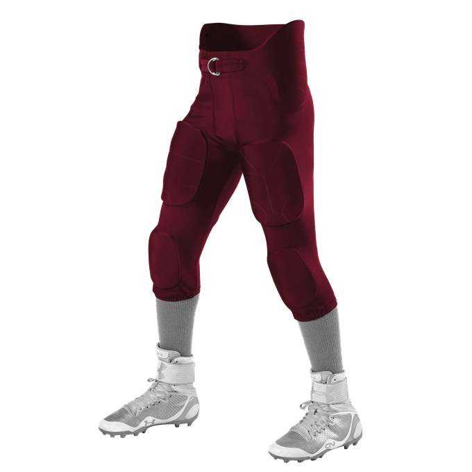 Alleson Athletic 6857PY Youth Icon Integrated Football Pants - Maroon - HIT a Double - 1