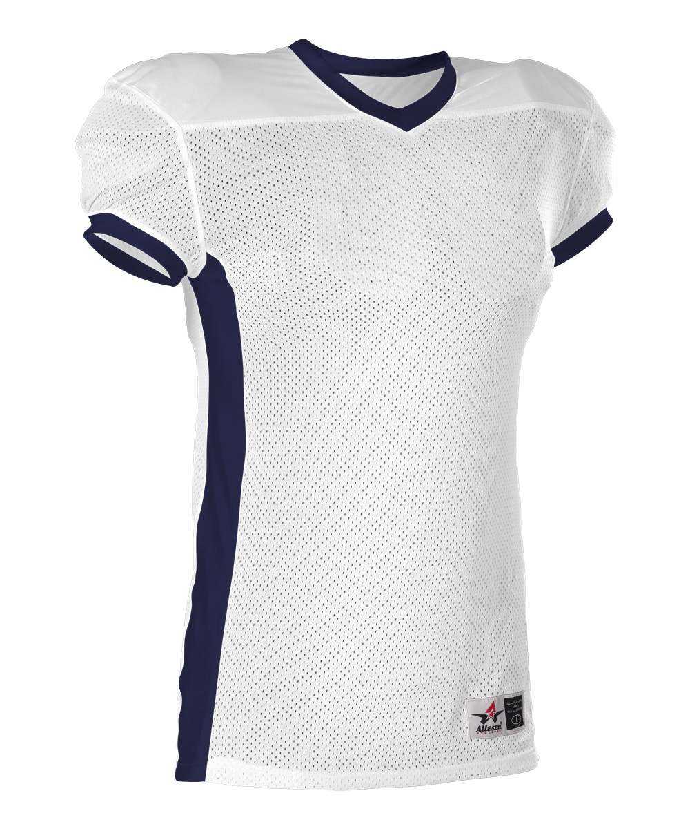 Alleson Athletic 750EY Youth Football Jersey - White Navy - HIT a Double - 1