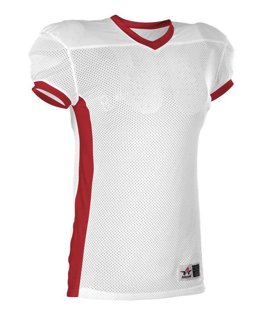 Alleson Athletic 750EY Youth Football Jersey - White Scarlet - HIT a Double - 1