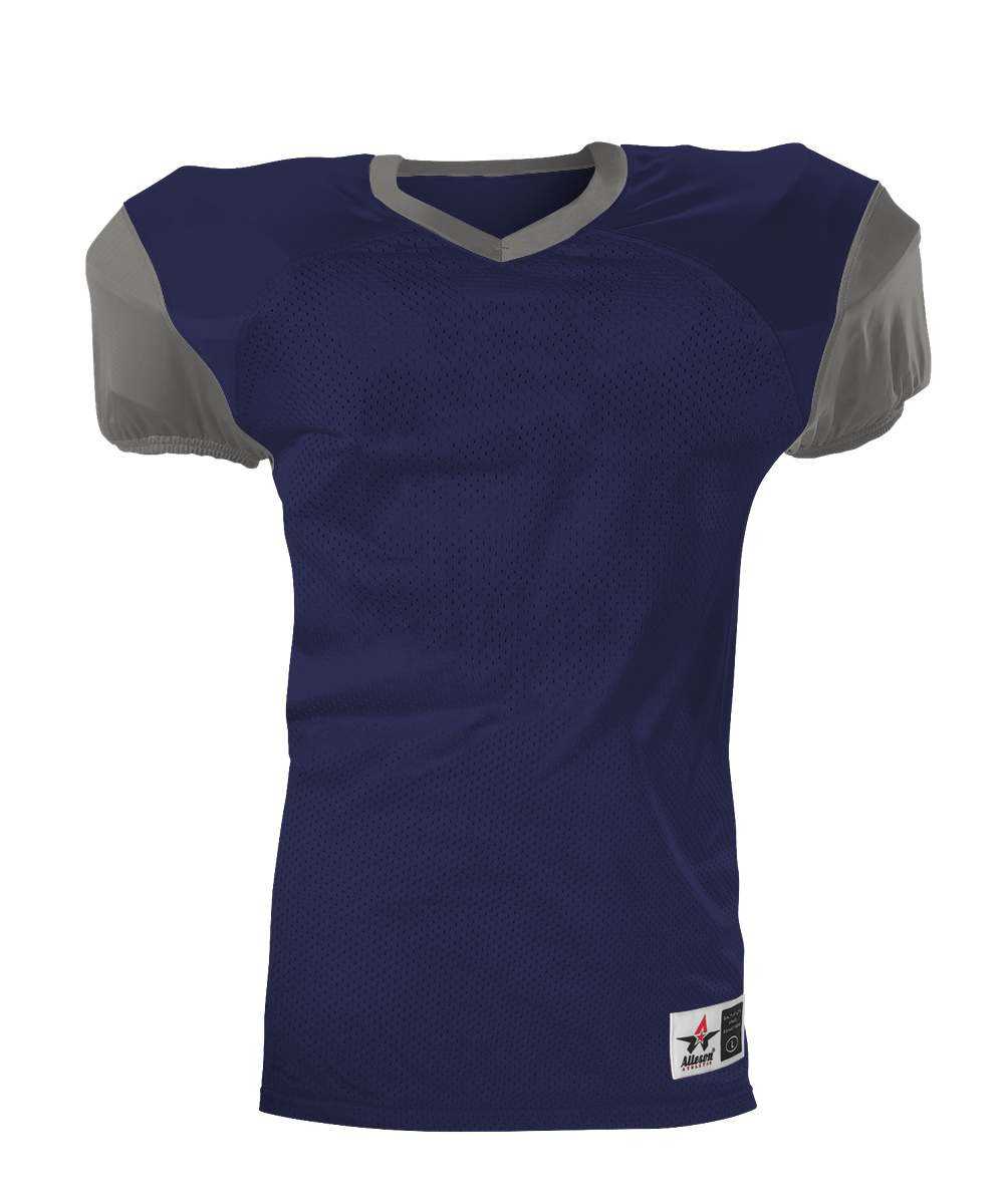 Alleson Athletic 751Y Youth Pro Game Football Jersey - Navy Silver - HIT a Double - 1