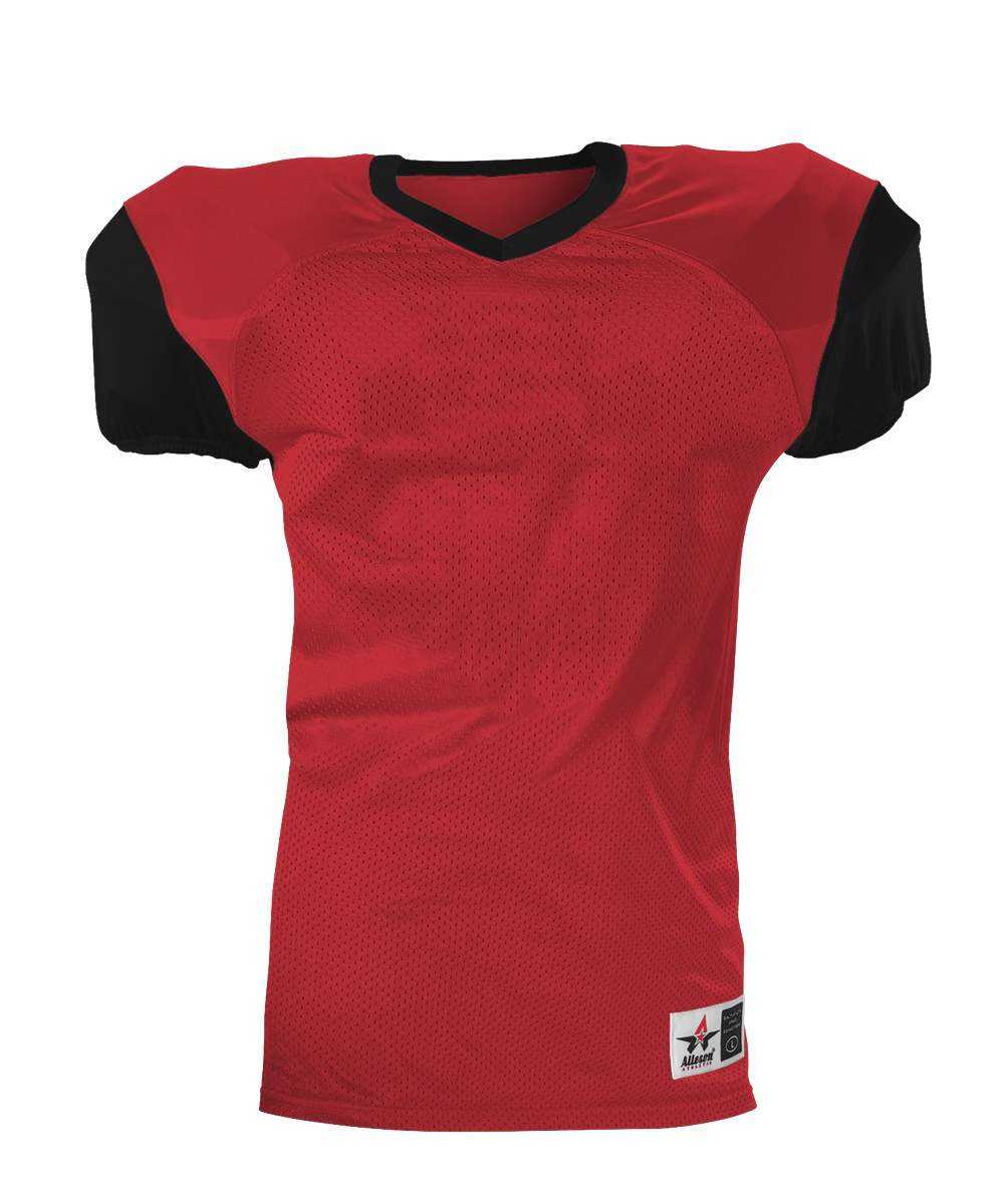 Alleson Athletic 751Y Youth Pro Game Football Jersey - Scarlet Black - HIT a Double - 1