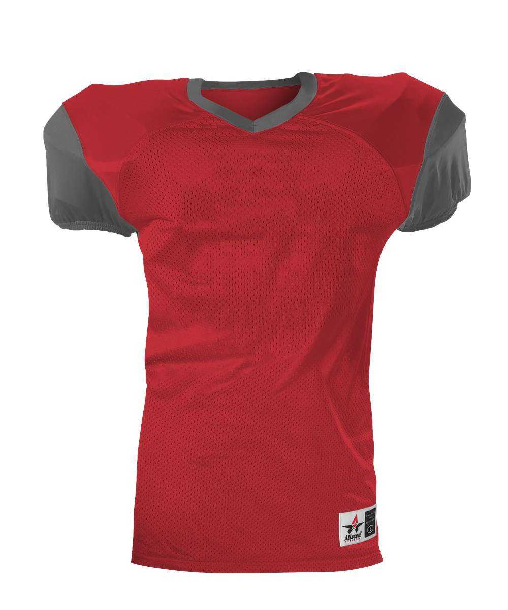 Alleson Athletic 751Y Youth Pro Game Football Jersey - Scarlet Charcoal - HIT a Double - 1