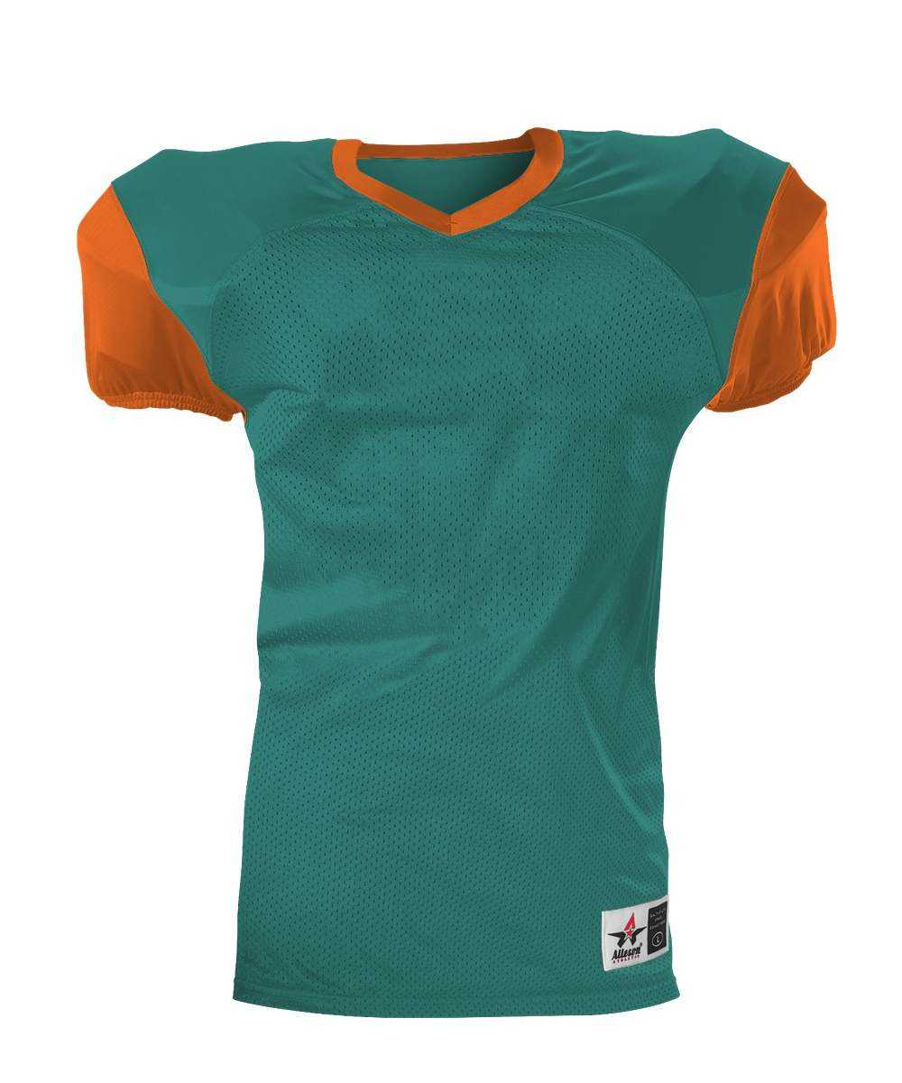 Alleson Athletic 751Y Youth Pro Game Football Jersey - Teal Orange - HIT a Double - 1