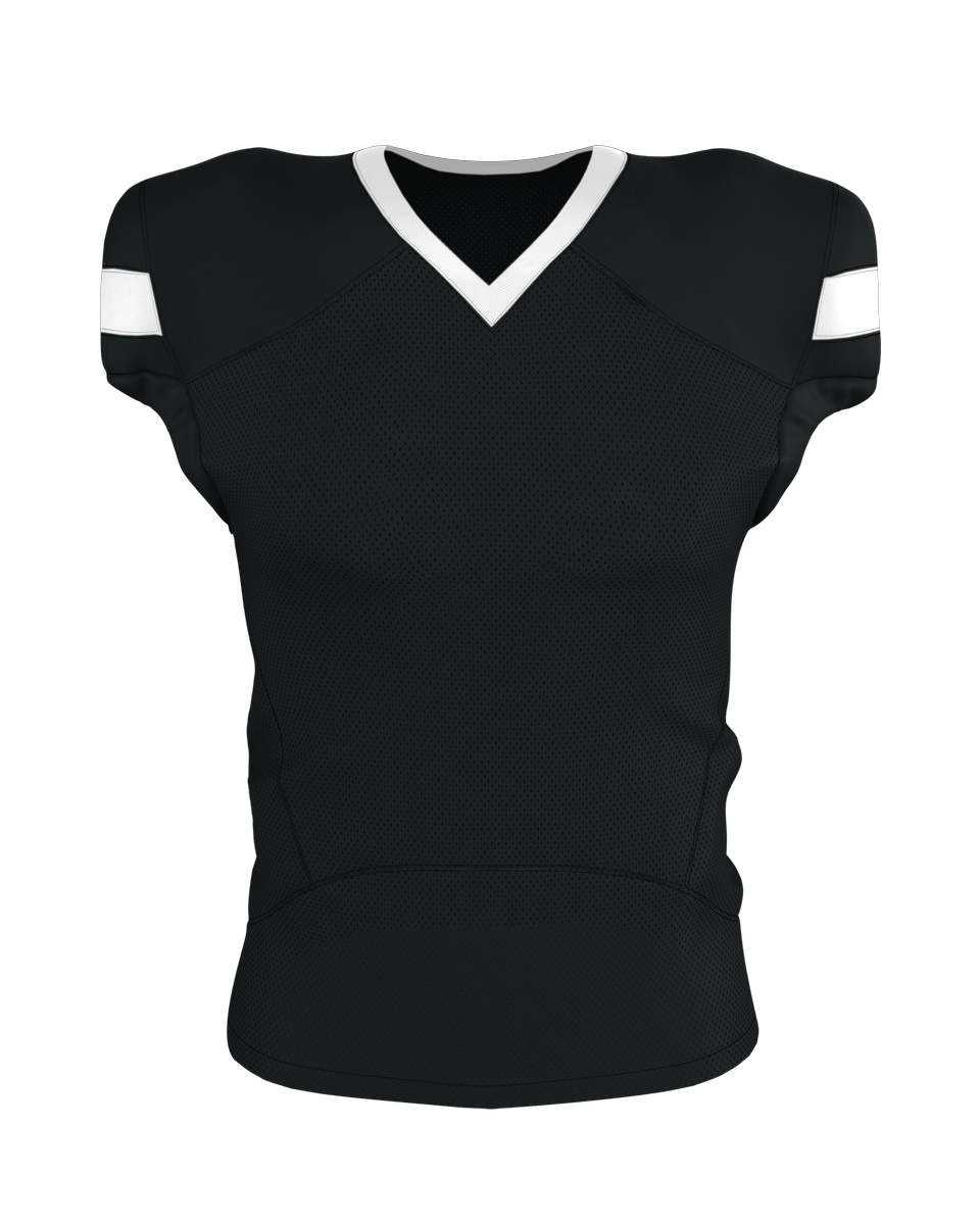 Alleson Athletic 754Y Youth Pro Flex Cut Belt Length Football Jersey - Black White - HIT a Double - 1