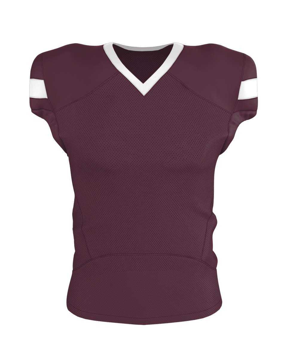 Alleson Athletic 754Y Youth Pro Flex Cut Belt Length Football Jersey - Light Maroon White - HIT a Double - 1