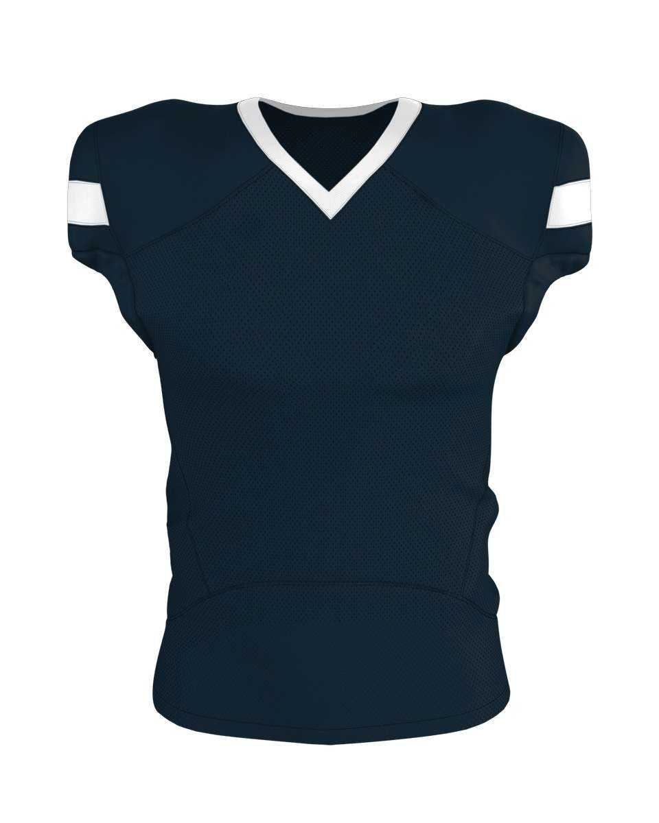 Alleson Athletic 754Y Youth Pro Flex Cut Belt Length Football Jersey - Navy White - HIT a Double - 1