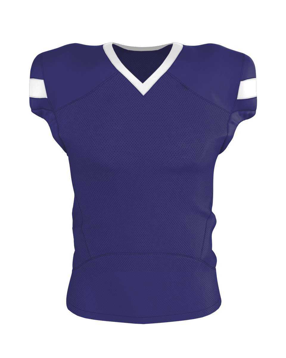 Alleson Athletic 754Y Youth Pro Flex Cut Belt Length Football Jersey - Purple White - HIT a Double - 1