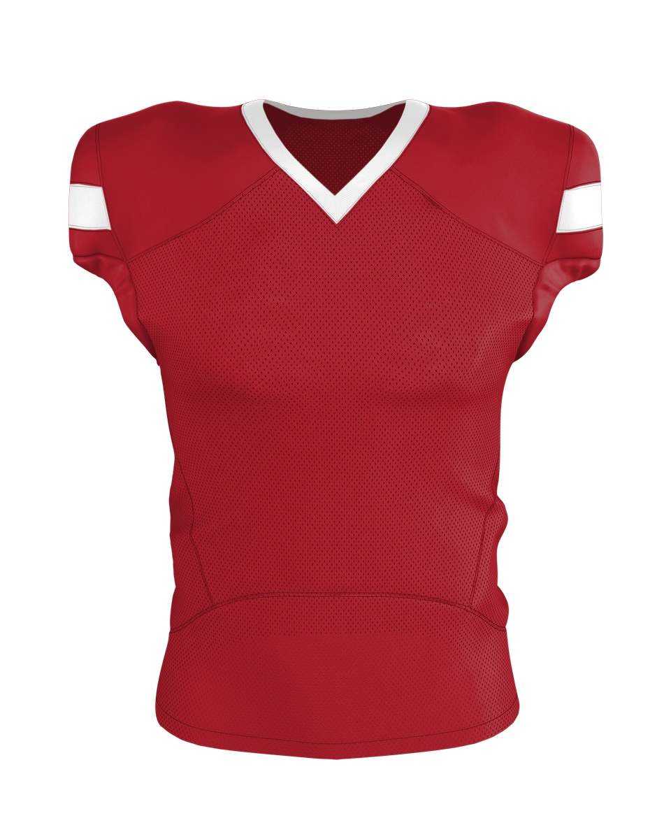 Alleson Athletic 754Y Youth Pro Flex Cut Belt Length Football Jersey - Red White - HIT a Double - 1