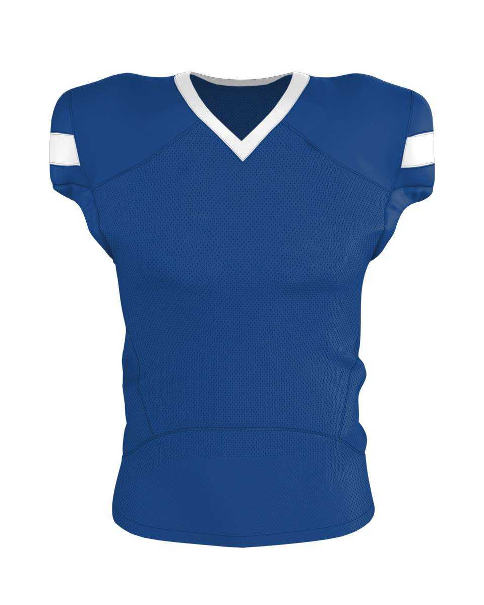 Alleson Athletic 754Y Youth Pro Flex Cut Belt Length Football Jersey - Royal White - HIT a Double - 1