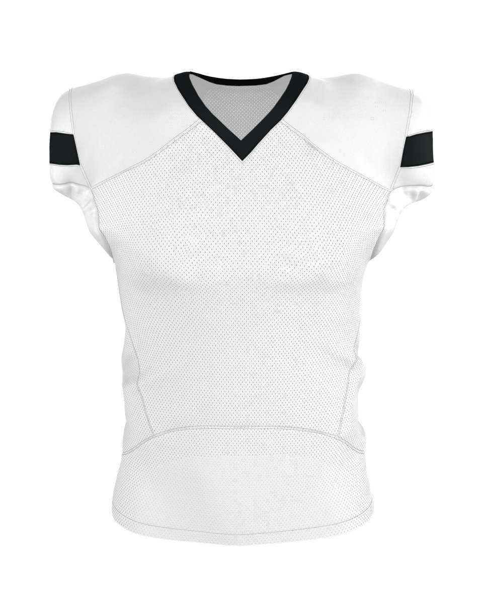 Alleson Athletic 754Y Youth Pro Flex Cut Belt Length Football Jersey - White Black - HIT a Double - 1