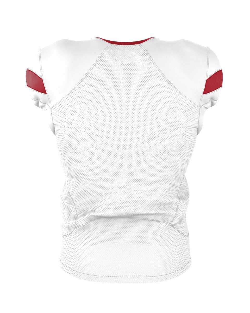 Alleson Athletic 754Y Youth Pro Flex Cut Belt Length Football Jersey - White Red - HIT a Double - 3