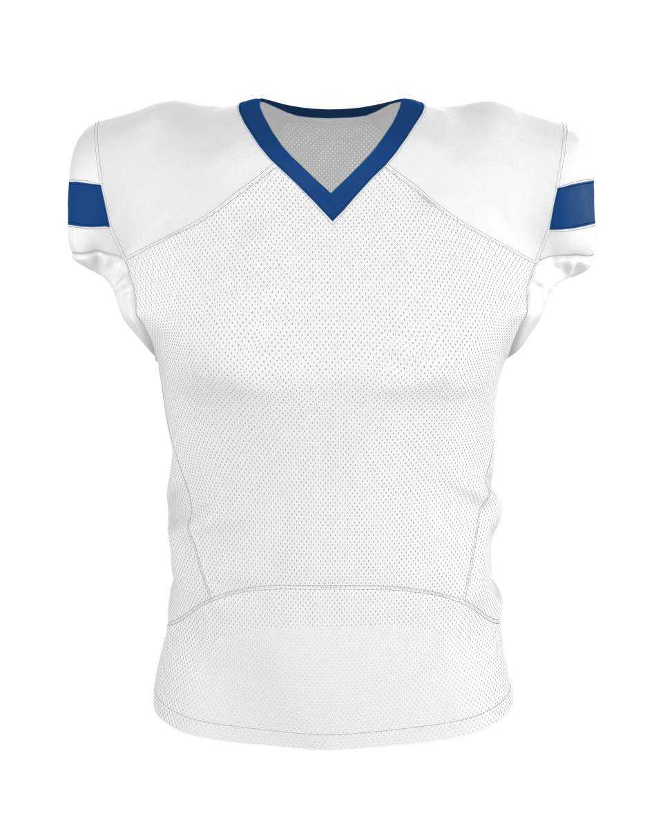 Alleson Athletic 754Y Youth Pro Flex Cut Belt Length Football Jersey - White Royal - HIT a Double - 1