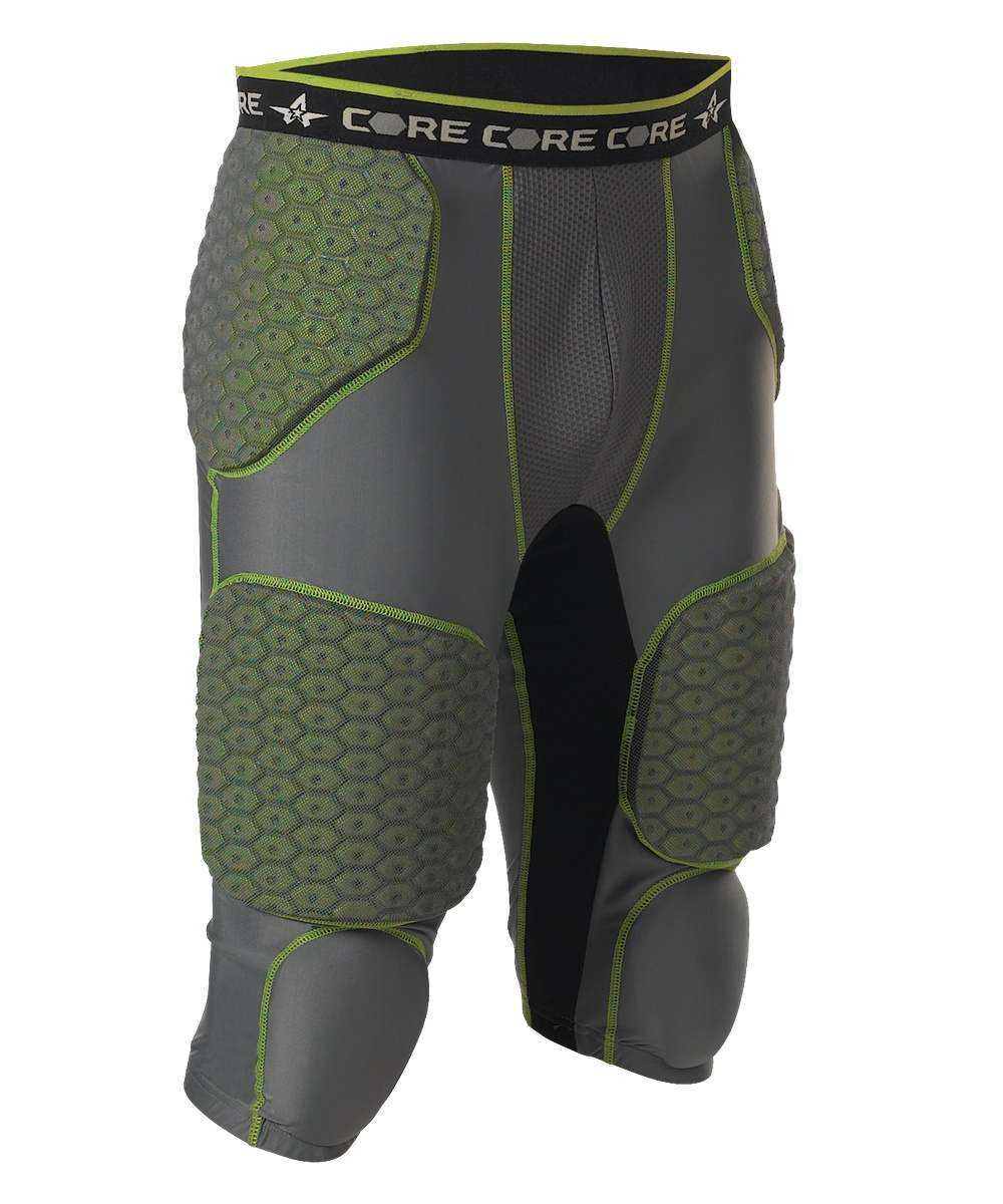 Alleson Athletic 7SIPGY Youth Integrated 7 Padded Football Girdle - Charcoal Lime - HIT a Double - 1