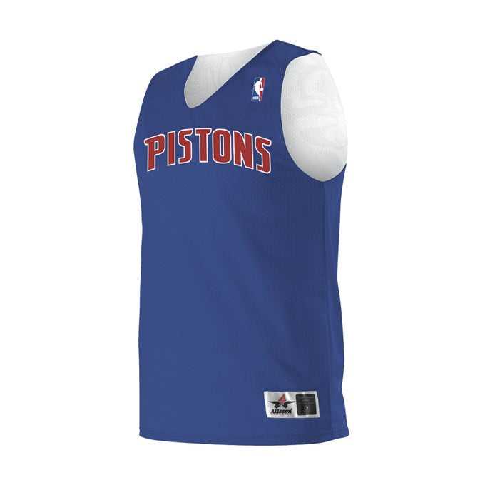 Alleson Athletic A115LA Adult NBA Logo&#39;d Reversible Jersey - Royal White Detroit Pistons - HIT a Double - 1