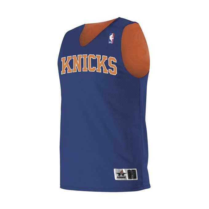 Alleson Athletic A115LY Youth NBA Logo&#39;d Reversible Jersey - Royal Burnt Orange New York Knicks - HIT a Double - 1