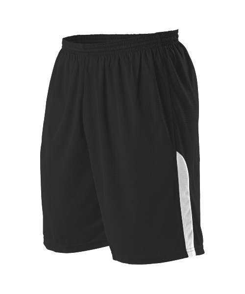 Alleson Athletic A205BA Adult NBA Blank Game Short - Black White - HIT a Double - 1