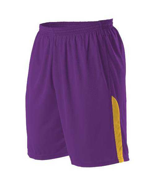 Alleson Athletic A205BA Adult NBA Blank Game Short - Purple Gold - HIT a Double - 1