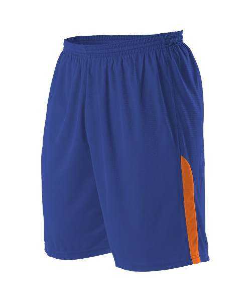 Alleson Athletic A205BA Adult NBA Blank Game Short - Royal Orange - HIT a Double - 1