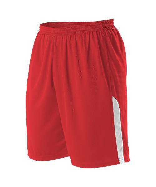 Alleson Athletic A205BA Adult NBA Blank Game Short - Scarlet White - HIT a Double - 1